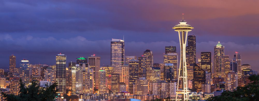 Seattle skyline at night