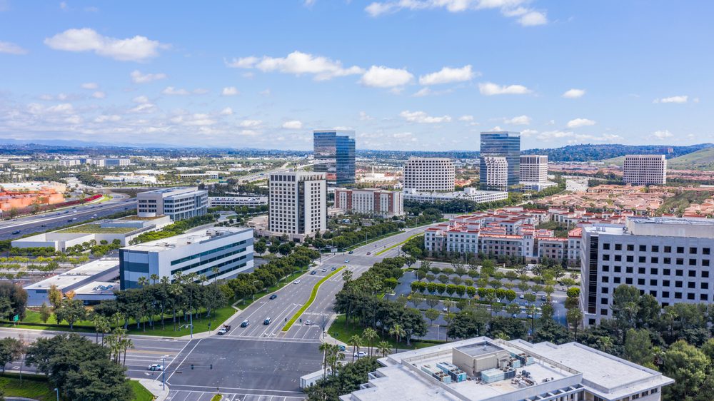 sky view of downtown irvine
