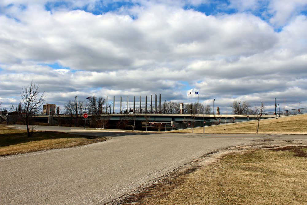 view of veterans bridge in fargo